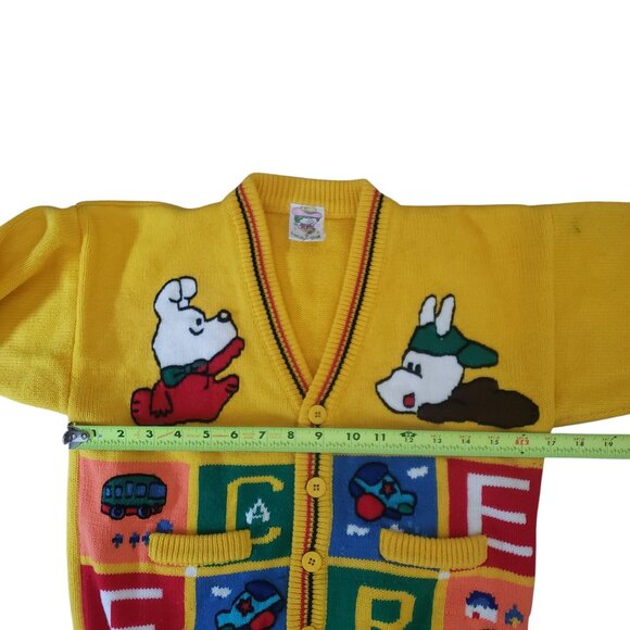 Vintage Lucky Stars Childrens Cardigan Sweater Size 8/10 Cartoon Graphic Knit - Picture 9 of 9
